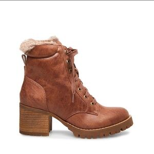 Steve Madden Brown Combat Boots with Fur